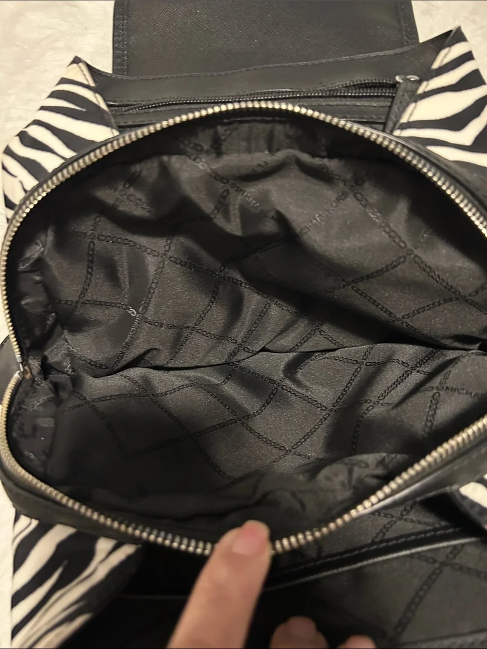 Michael Kors Black and White Zebra-Print Backpack